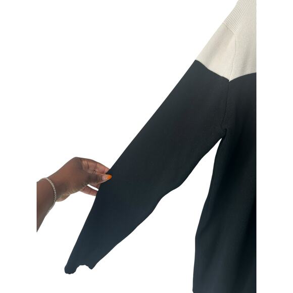 Eloquii Sweater Plus Black White Mock Neck Cable Knit Long Sleeve Size 22/24 - Picture 7 of 12